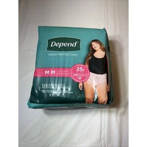 Depend Disposable Underwear Female Medium Two Packs Of 18 = 36